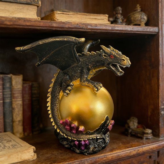 7-Inch Illuminated LED Spherical Dragon Statue Ornament with USB Charging