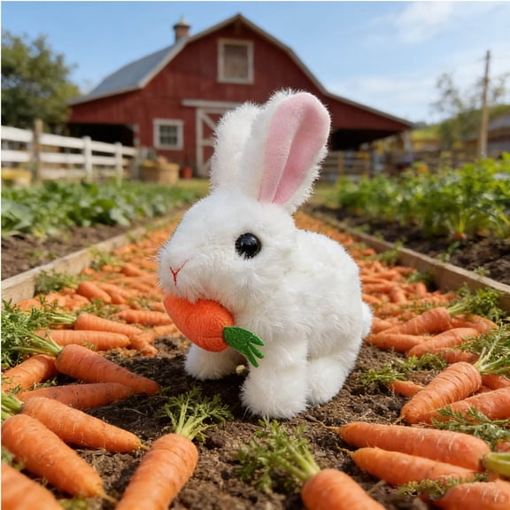 7 Inch Interactive Electronic Plush Bunny Toys, Hopping Rabbit with Sounds, Animated Walking Stuffed Animals, for Home Entertainment and Easter Basket Stuffers