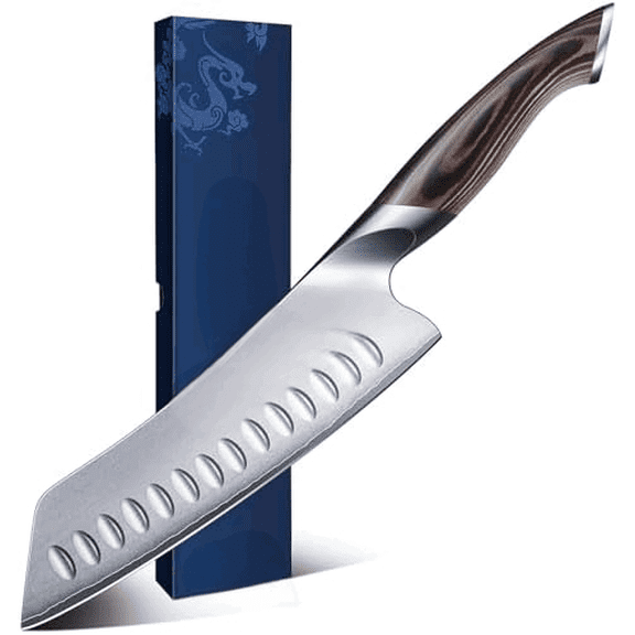 7 Inch Japanese Chef Knife, Ultra Sharp High Carbon Stainless Steel Kitchen Knife, Professional Santoku Knives with Ergonomic Pakkawood Handle$$Home Decor, Kitchen, & Other