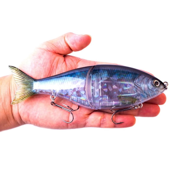 7-Inch Jointed Swimbait Glide Bait Lure, Robust Sinking S-Curve Swimming Artificial Baitfish, Sturdy Resilient Metal Hinge Trophy Hunter for Bass Pike Musky, 81g