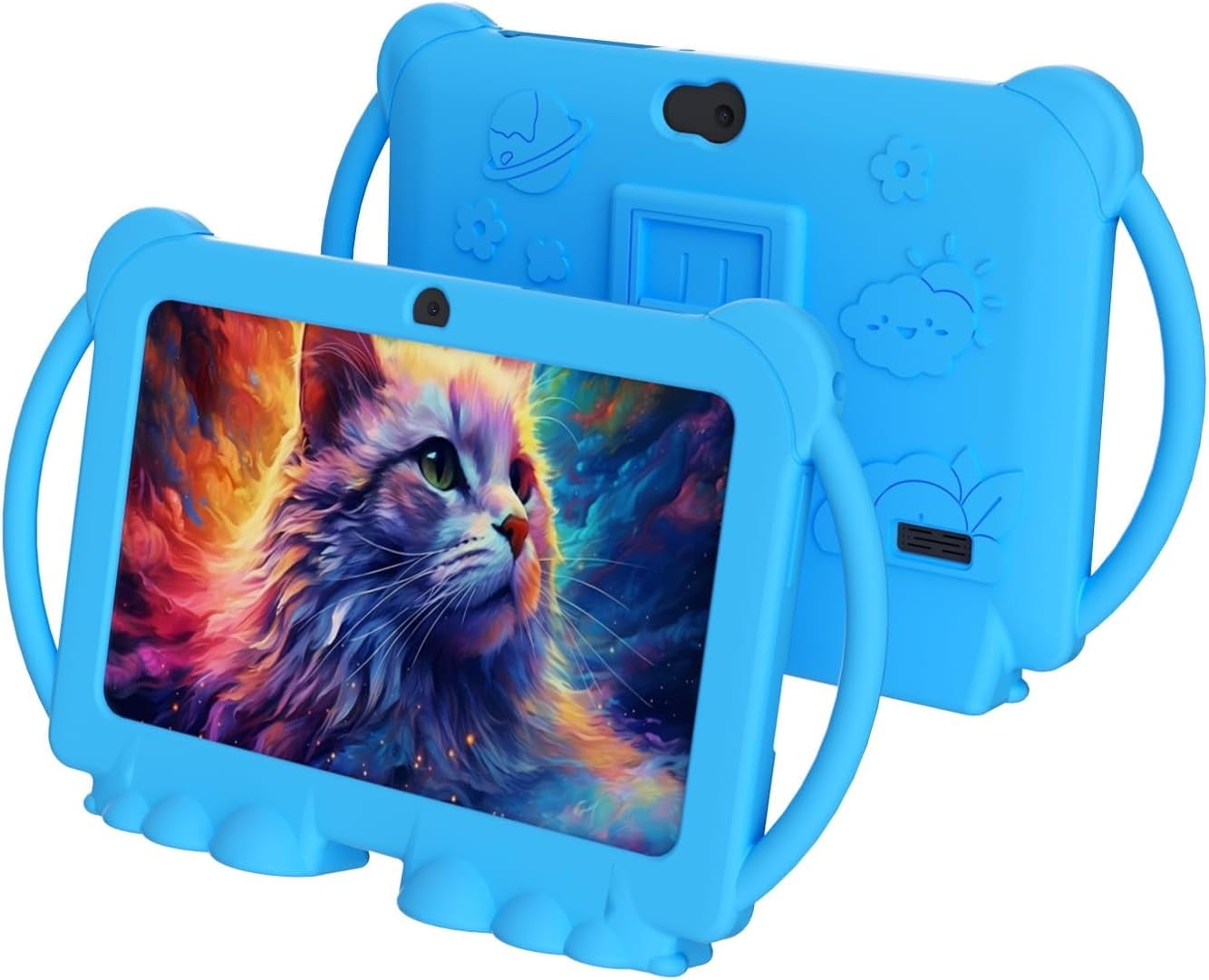 7 Inch Kids Tablet, Android Toddler Tablet for Kids, 4GB RAM+32GB ROM, Quad-core Processor, Parental Control, 1024x600 HD Screen, 3000mAh Battery, 8MP Camera Tablets PC with Silicone Case, Blue