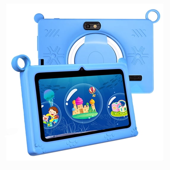 7 Inch Kids Tablet for Children, Android 7.1 WiFi Bluetooth, 1GB RAM 16GB Storage, 128GB Expand, HD Display with Dual Camera, Educational Learning Tablet with Case for Toddlers