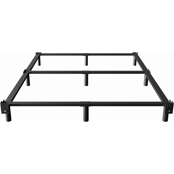 7 Inch King Size Bed Frame for Box Spring and Mattress, 9 Legs Metal King Bed Base with Heavy Duty Support, Tool-Free, Easy Assembly, Black