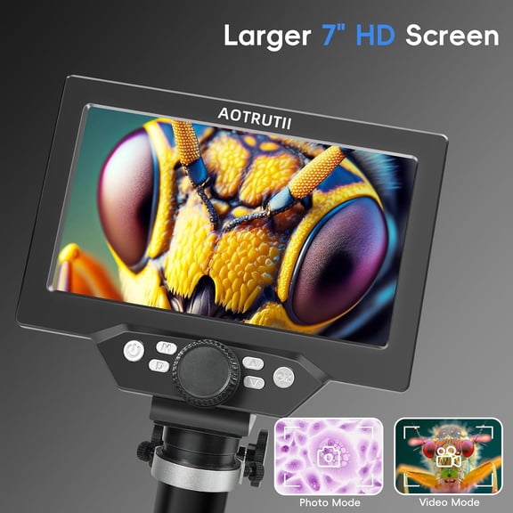 7 Inch LCD Digital Microscope 1200X Magnification 1080P Coin Inspection with Metal Stand and 8 LED Lights for Windows
