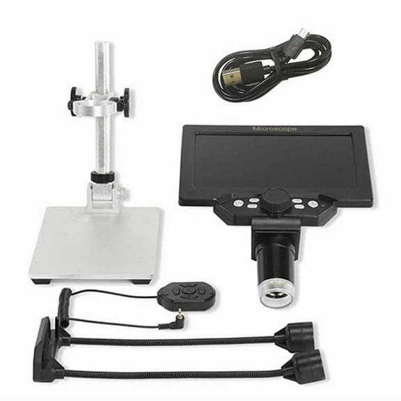 7 Inch LCD Digital Microscope 1200X Zoom, 12MP High-Resolution for Soldering & PCB Inspection,Continuous Magnification A