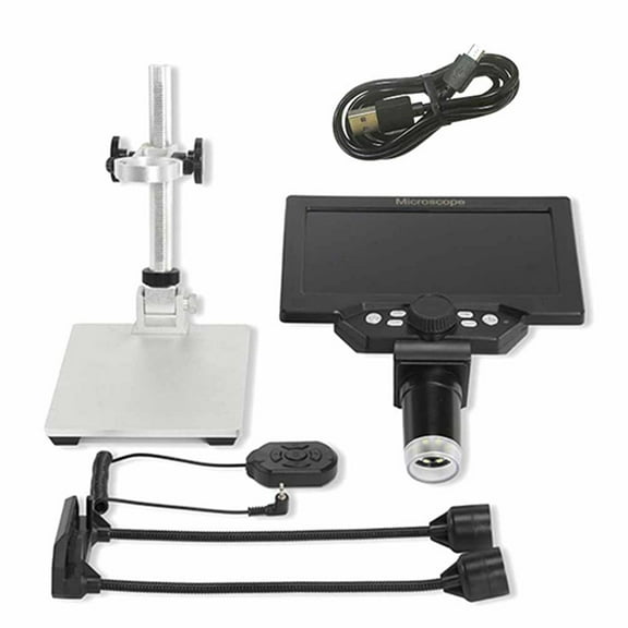 7 Inch LCD Digital Microscope 1200X Zoom, 12MP High-Resolution for Soldering & PCB Inspection,Continuous Magnification A