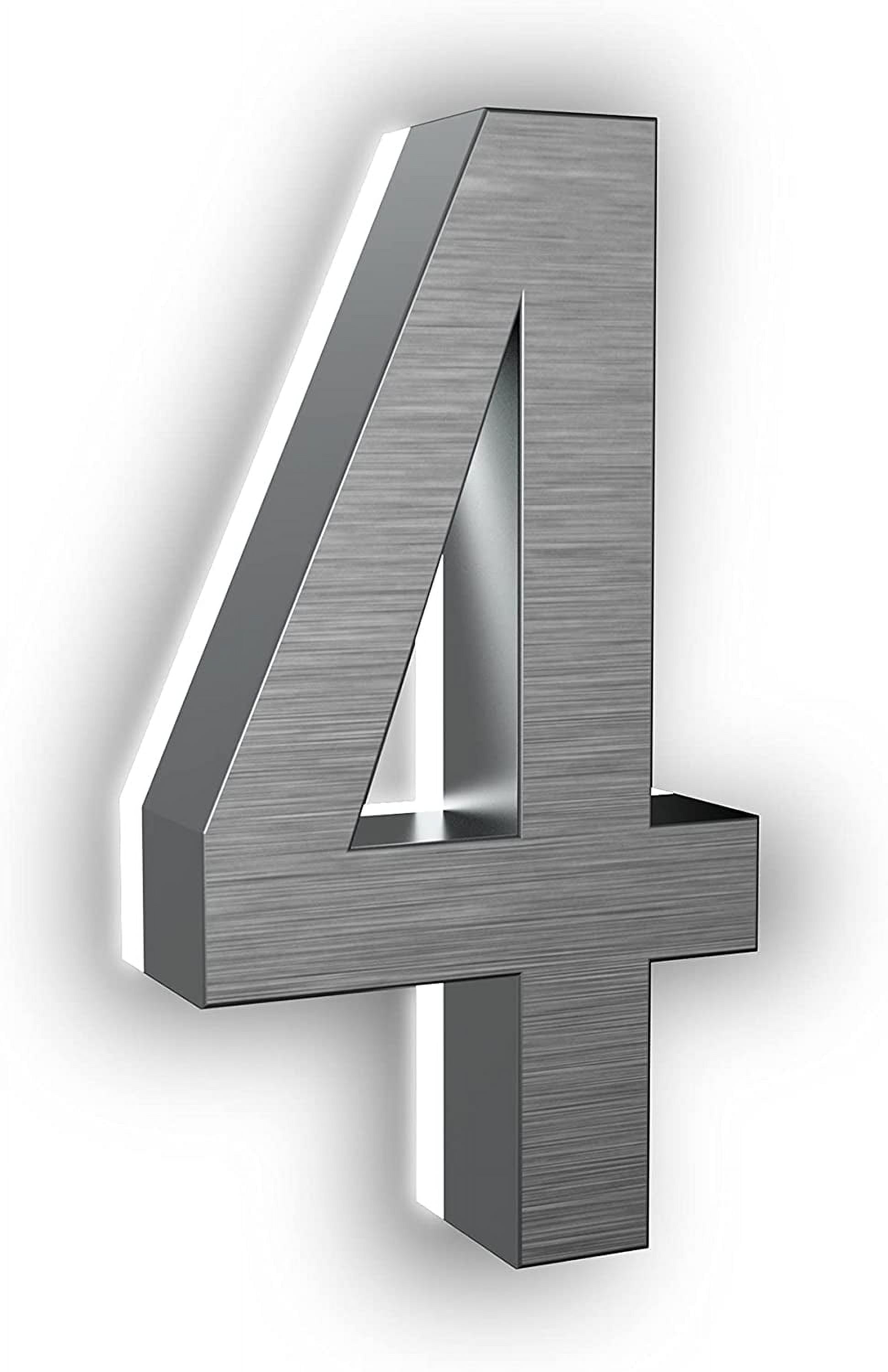 7-Inch LED Backlit Address Number for House - Waterproof Outdoor Stainless Steel Sign, 6000K Bright White Light, 12V Powered, Mounting Plate Sold Separately (Brushed Nickel, Number 4)