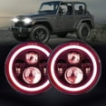 thumbnail image 1 of 7 Inch LED Halo Headlights, 7" Round Wrangler Headlight for JK/TJ/LJ/CJ with Red Halo Ring Angel Eyes, DOT Approved, Hi/Lo Beam, DRL Amber Turn Signal Ligh, 2PCS, 1 of 7