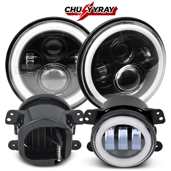 7 Inch LED Headlight + 4 Inch LED Fog Light Kit for Jeep Wrangler JL Gladiator 2018-2021