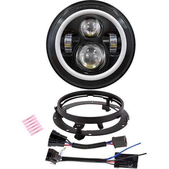 7 Inch LED Headlight DOT DRL Light Halo Bulb Kit for Touring Street Glide Road King Ultra Classic Electra FatBoy Tri Cvo Heritage Softail Slim Deluxe Switchback