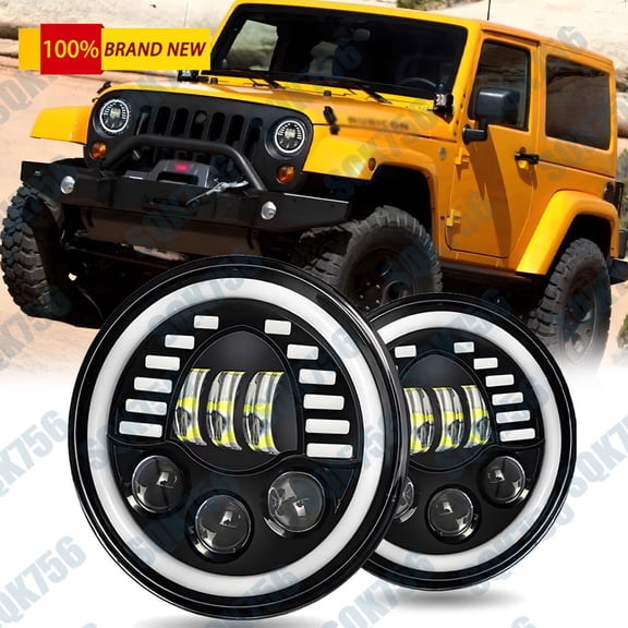 7" Inch LED Headlights Halo Angle Eyes For Jeep Wrangler JK LJ TJ CJ 1997-18