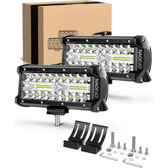 7 Inch LED Light Bar, 240W 24,000LM LED Pods/Off Road/Fog/Driving Lights with Spot Flood Combo for Truck Boat UTV ATV, 2-Pack (White)