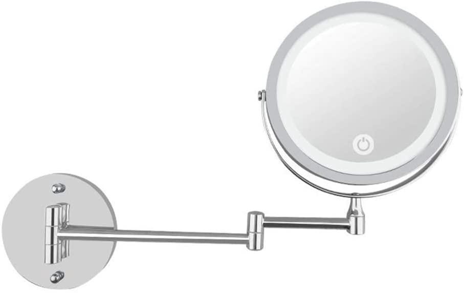 7-Inch LED Wall Mounted Makeup Mirror, 5X/10X Magnification Two-Sided ...