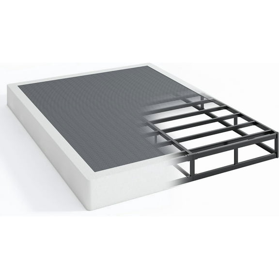 7 Inch Low Profile Box Spring, Sturdy Metal Frame Mattress Foundation, Easy Assembly, Quiet & Noise-Free, Queen Size