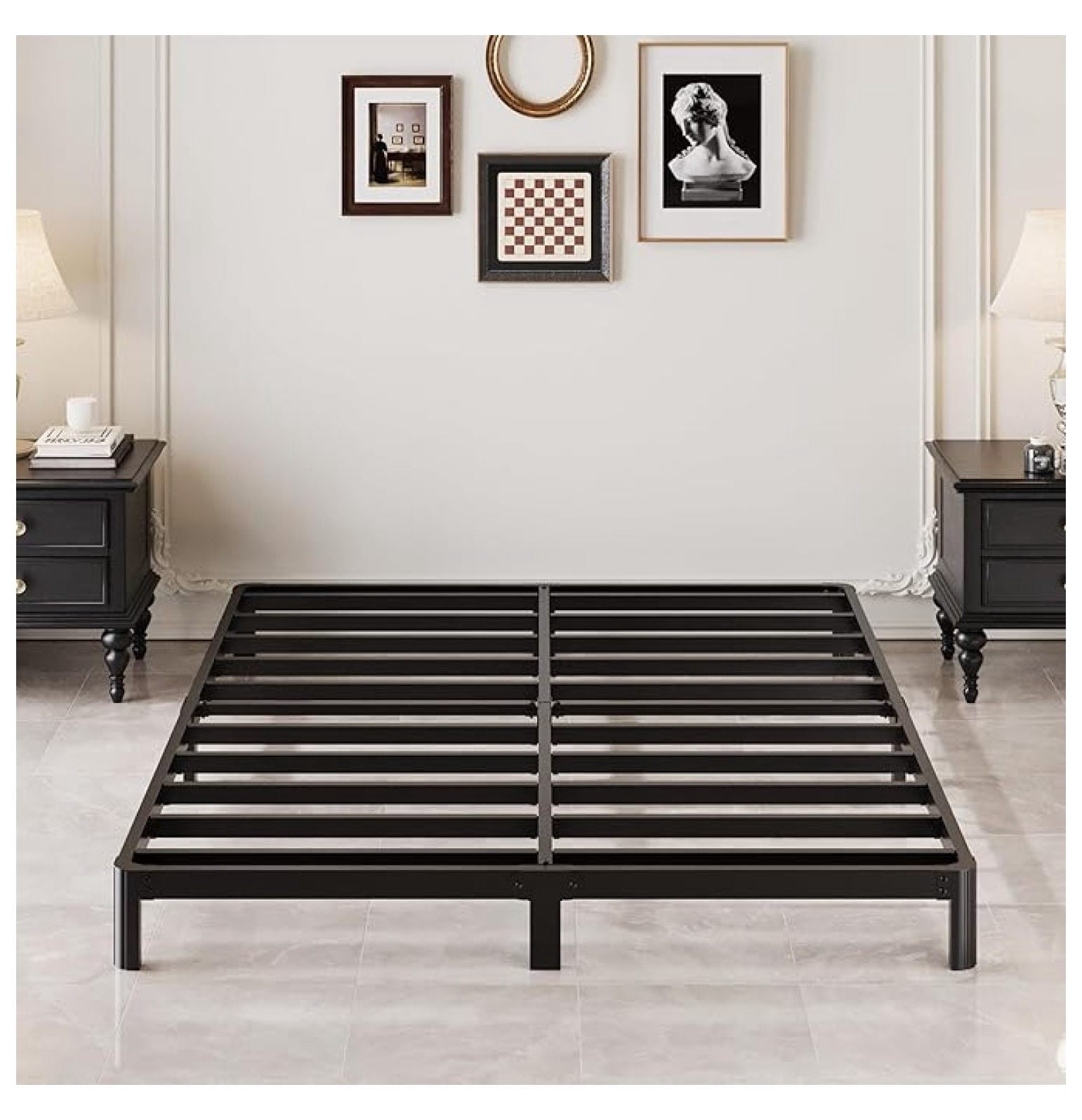 7 Inch Low Profile Full Size Bed Frame with Rounded Corner Legs, 2000 ...