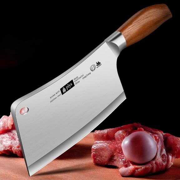 7 Inch Meat Cleaver Bone Chopper Knife, Professional Forged Stainless Steel Bone Breaker Butcher Knife, Heavy Duty Bone Cutting Cleaver with Ergonomic Handle