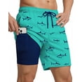 thumbnail image 1 of 7 Inch Men Swim Trunks 2 in 1 with Compression Breathable Liner Quick Dry Stretch Zipper Pockets Summer Beach Shorts for Cruise Beach Pool Board, 1 of 6