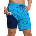 thumbnail image 1 of 7 Inch Men Swim Trunks 2 in 1 with Compression Breathable Liner Quick Dry Stretch Zipper Pockets Summer Beach Shorts for Cruise Beach Pool Board, 1 of 6