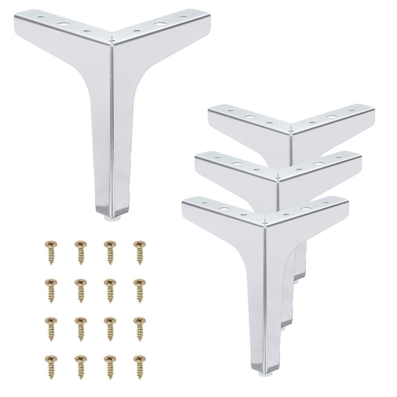 7 Inch Metal Furniture Legs, 4 Pcs Triangle Furniture Replacement Feet, Silver