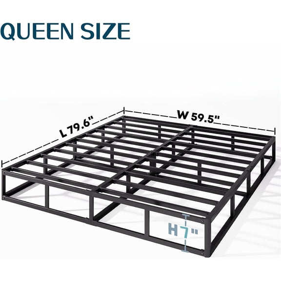 7-Inch Metal Queen Box Spring - Mattress Foundation With Fabric Cover, Easy Assembly, Noise Free, Non-Slip