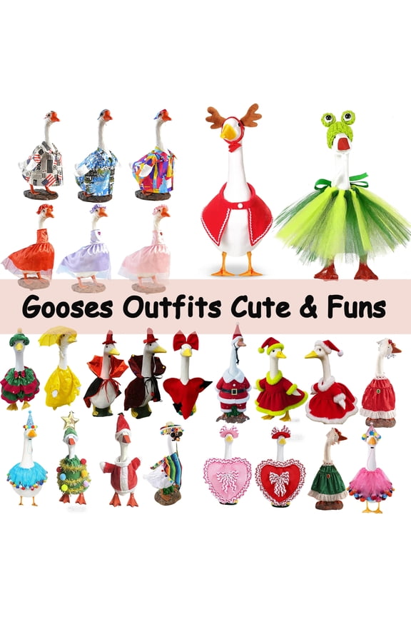 7 Inch Mini Desk Goose Outfit with Frog-Shaped Knitting Hat, Green Tutus Dress, Magnetic Goose Figurine Costume, Decorative Desktop Goose Clothes, Fun Seasonal Mini Goose Accessories, HAODEJW