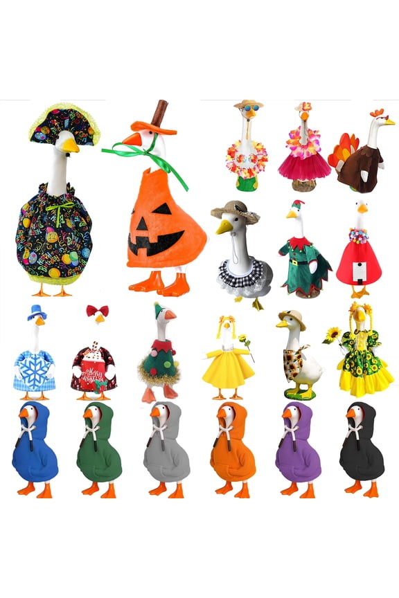 7 Inch Mini Desktop Goose Costume Princess Set with Rhinestone Crown Necklace and Magnetic Keychain, Cute Tabletop Porch Goose Outfit Figurine Desk Decor and Holiday Office Ornament Gift, HAODEJW