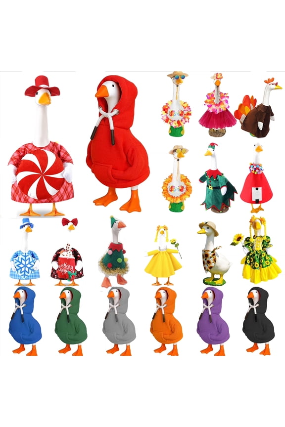 7 Inch Mini Desktop Goose Costume with Rhinestone Crown Necklace Magnetic Keychain Princess Outfit for Duck Goose Figurine Desk Decor Cute Tabletop Porch Goose Accessory Holiday Office Gift, HAODEJW
