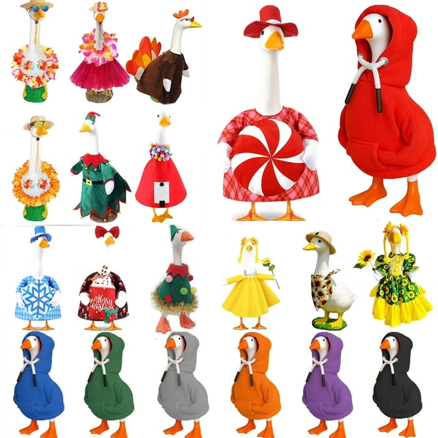 7 Inch Mini Desktop Goose Costume with Rhinestone Crown Necklace Magnetic Keychain Princess Outfit for Duck Goose Figurine Desk Decor Cute Tabletop Porch Goose Accessory Holiday Office Gift, HAODEJW