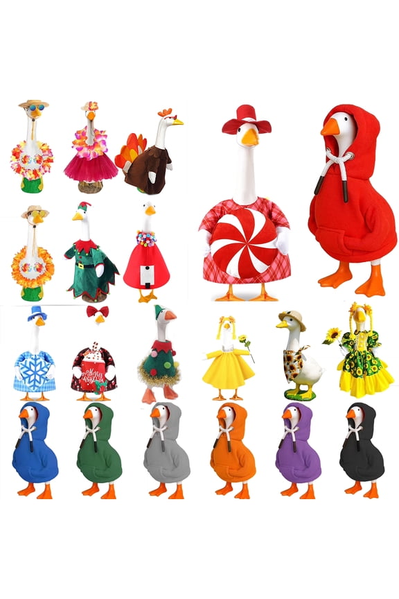 7 Inch Mini Desktop Goose Costume with Rhinestone Crown Necklace Magnetic Keychain Princess Outfit for Duck Goose Figurine Desk Decor Cute Tabletop Porch Goose Accessory Holiday Office Gift, HAODEJW
