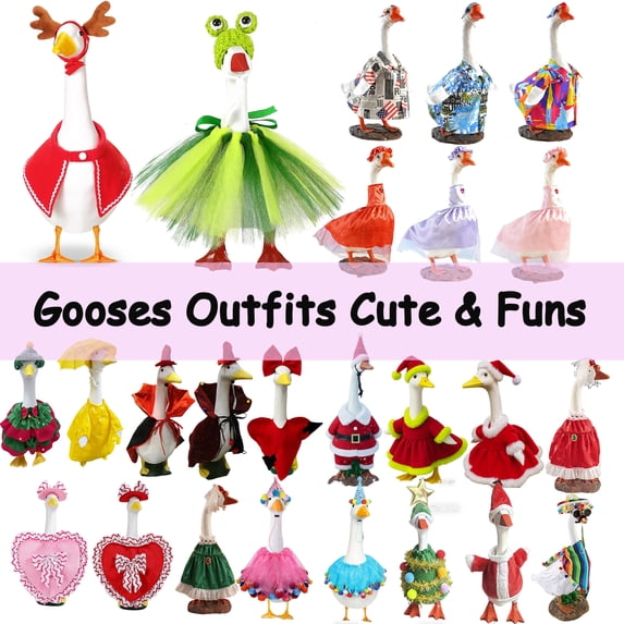 7 Inch Mini Desktop Goose Costume with Rhinestone Crown, Necklace and Tutus, Magnetic Goose Keychain Princess Costume, Figurine Desktop Decor, Cute Gift Idea for Goose Collectors, HAODEJW