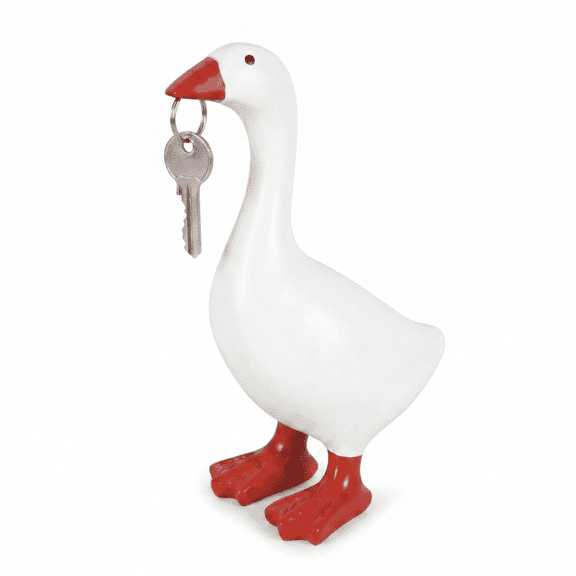 7 Inch Mini Resin Desk Goose Statue, Cute Desktop Goose Decor with Key & Note Holder, Quirky Ornament for Office Bedroom Bookshelf Coffee Table Display