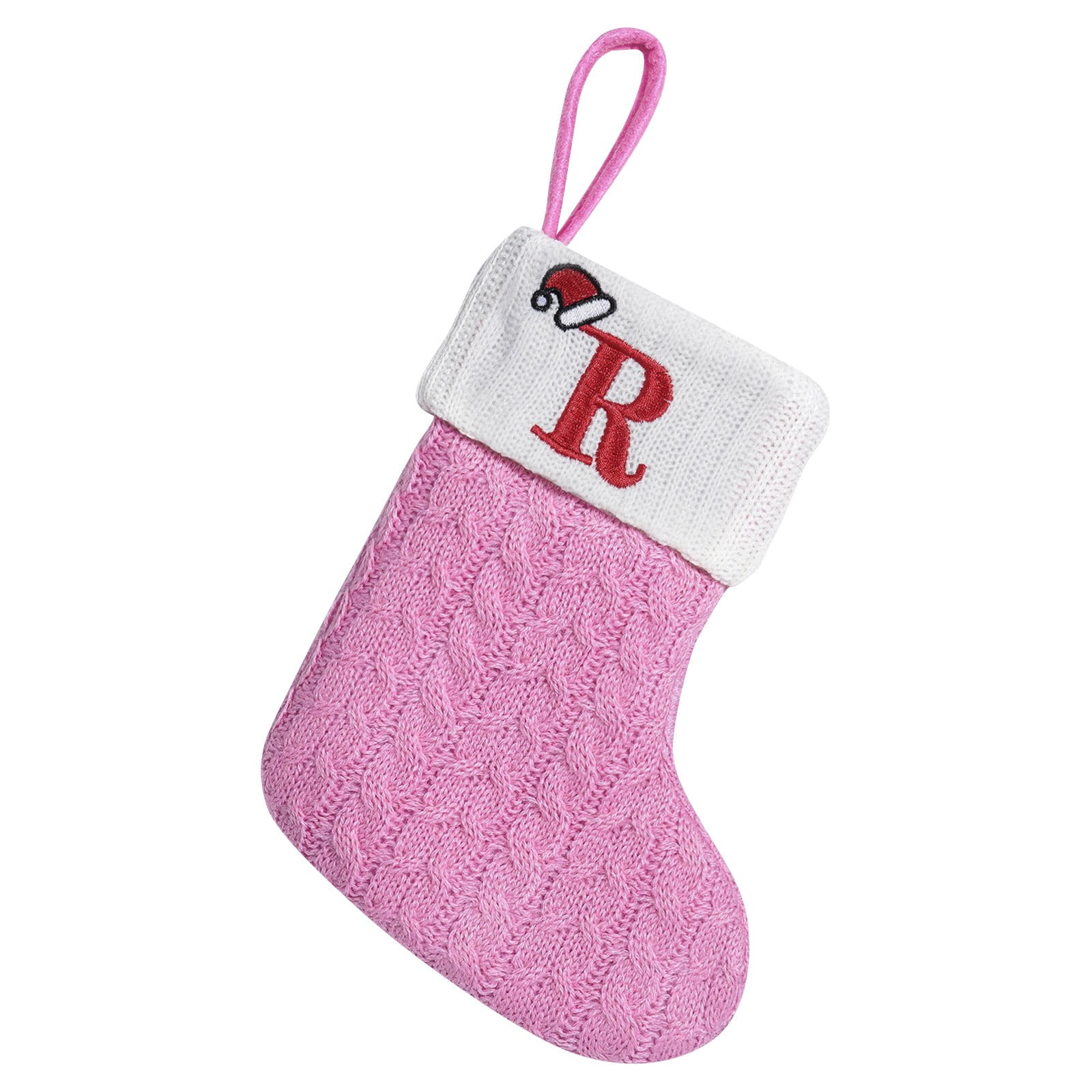 7 Inch Monogram Christmas Stockings Knitted Embroidered Letter Xmas ...