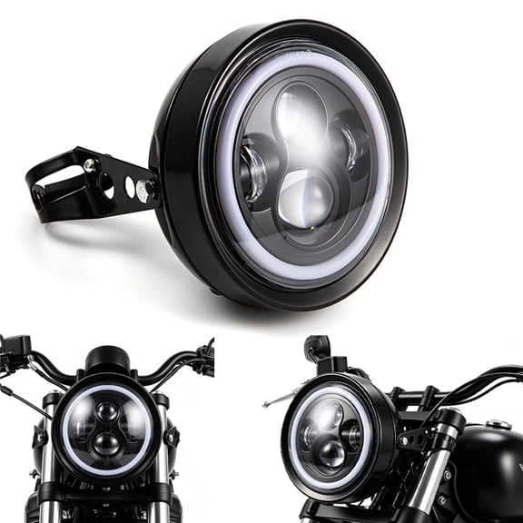 7 Inch Motorcycle Headlight DOT Approved with Housing Bucket Turn Signal DRL Hi/Low Beam LED Headlight for Cafe Racer, Chopper, Bobber