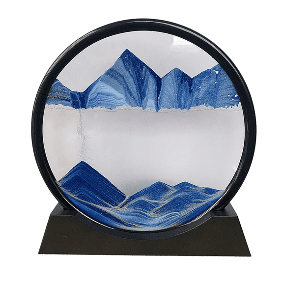 7 Inch Moving 3D Sand Art Picture Sandscape Flowing Round Glass Hourglass Display Frame