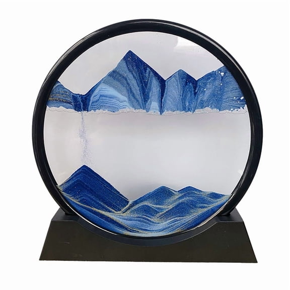 7 Inch Moving 3D Sand Art Picture Sandscape Flowing Sand Round Glass Hourglass Display Flowing Sand Frame
