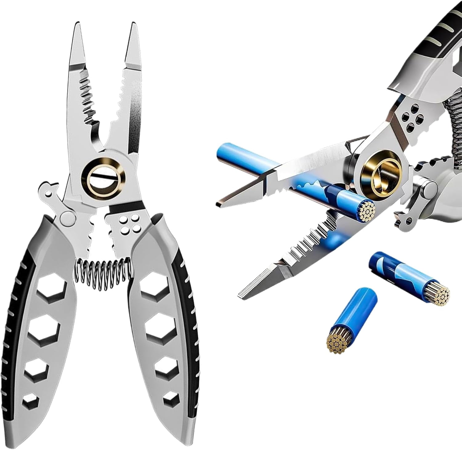 7-Inch Multipurpose Wire Stripper: Upgrade 9 In 1 Wire Stripper and Crimping Tool, Heavy Duty Electrical Wire Stripping Tool, for Wire Stripping Cutting Crimping Splitting, 2024 New Wire Strippers