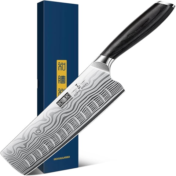 7 Inch Nakiri Knife, Japanese High Carbon Powder Steel Vegetable Cleaver Knife for Chopping, Razor Sharp Multipurpose Asian Chef with Ergonomic Handle