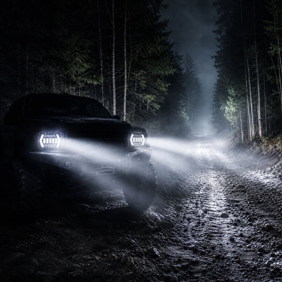 7-Inch Off-Road Vehicle LED Headlight with Lens, Waterproof Shockproof Plastic for Outdoor Driving and Construction black