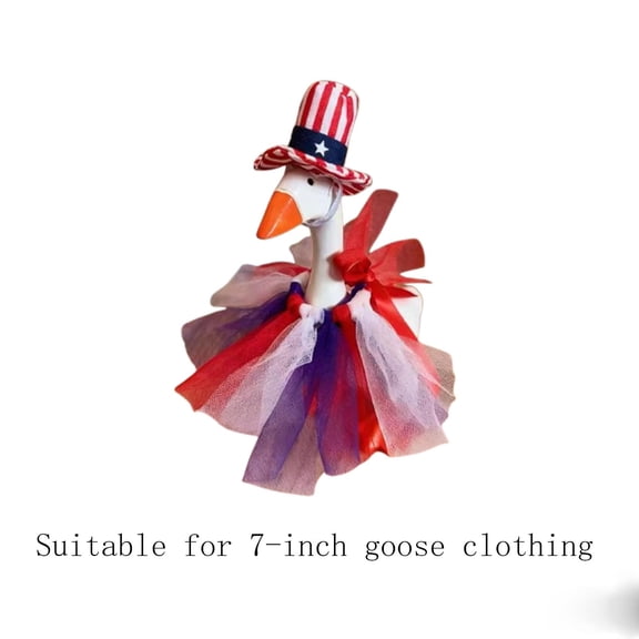 7 Inch Patriotic Goose Figurine Independence Day Decor Striped Hat Star Cape