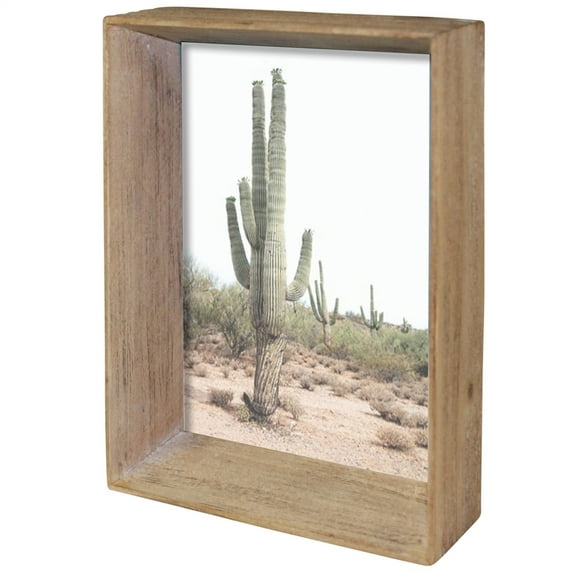 Picture Frame with Rectangular Wooden Encasing, Large, Brown