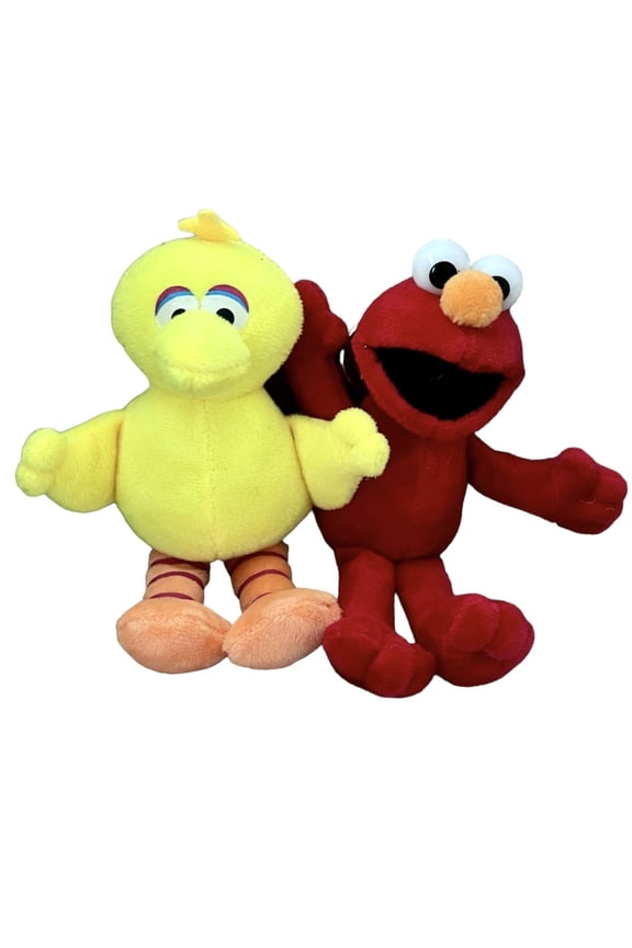7-Inch Plush Elmo & Big Bird Keychain Set - 2 Pieces Sesame Street Collectibles"