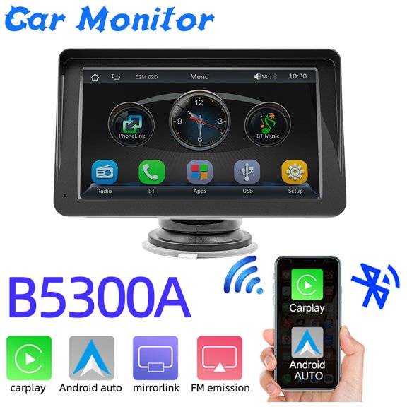 7 Inch Portable Touch Screen Car MP5 Player Android Auto & Wireless CarPlay Monitor B5300A