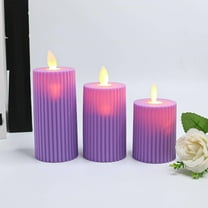 7 Inch Purple LED Flameless Candle - Battery-Operated Flickering Electronic Light with Timer, Plastic Indoor Decor (Set of 1, Batteries Not Included) Purple