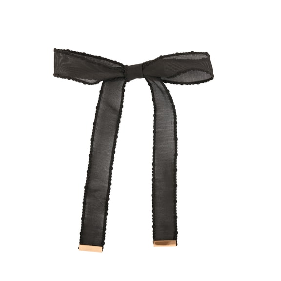 7 Inch Ribbon Hair Bow with Gold Tipped Tails