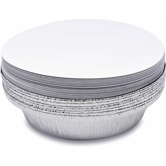 7 Inch Round Aluminum Foil Pan 24 oz, 1.5 lb, 0.75 Quart Disposable Take Out (50)