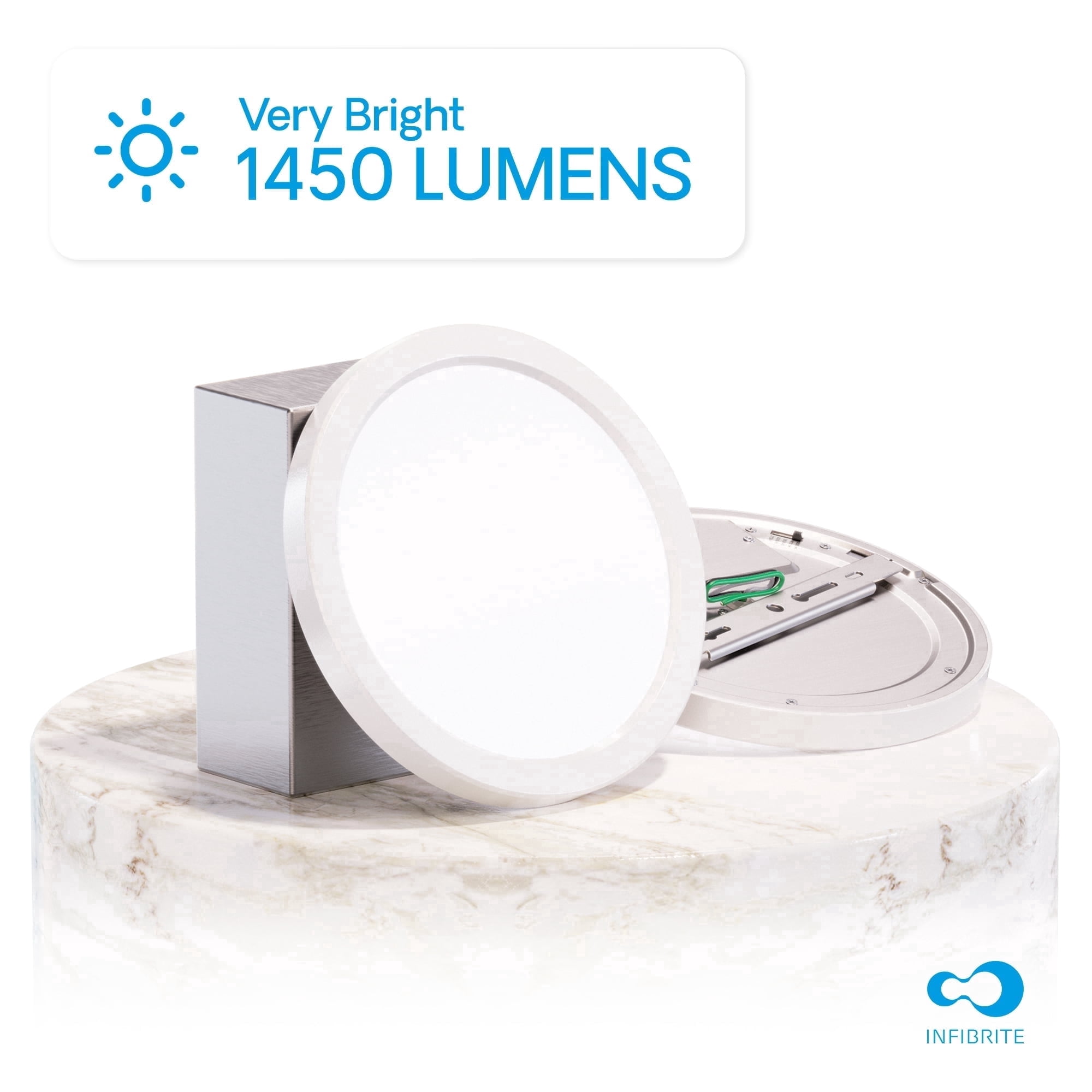 Infibrite 7” LED Light Fixture, Dimmable Round Flush Mount Ceiling ...
