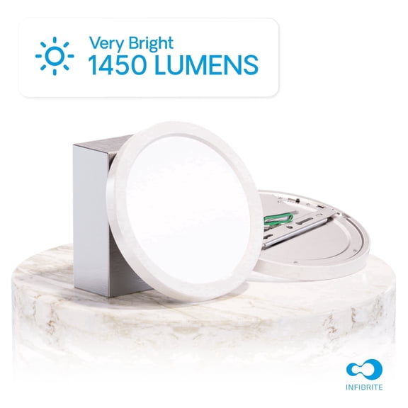 Infibrite 7” LED Light Fixture, Dimmable Round Flush Mount Ceiling Light, 5CCT 2700K-5000K