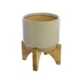 thumbnail image 1 of Benzara BM240251 7 x 5.5 x 5.5 in. Round Ceramic Cachepot, Cream & Brown - Set of 4, 1 of 5