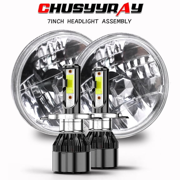 7" Inch Round LED Headlight High/Low White Fit for Jeep Wrangler Glide Street Bike