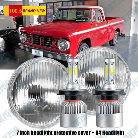 7" Inch Round LED Headlights DRL For Dodge D100 D200 D300 Pickup 1969-1974